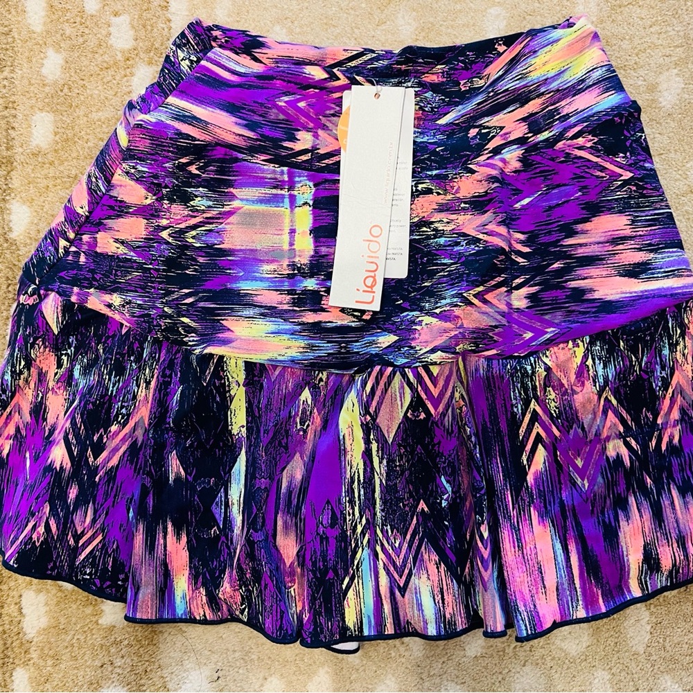 Liquido Women's Multicolor fitness pickleball tennis Skirt skirt NEW w/ TAGS
